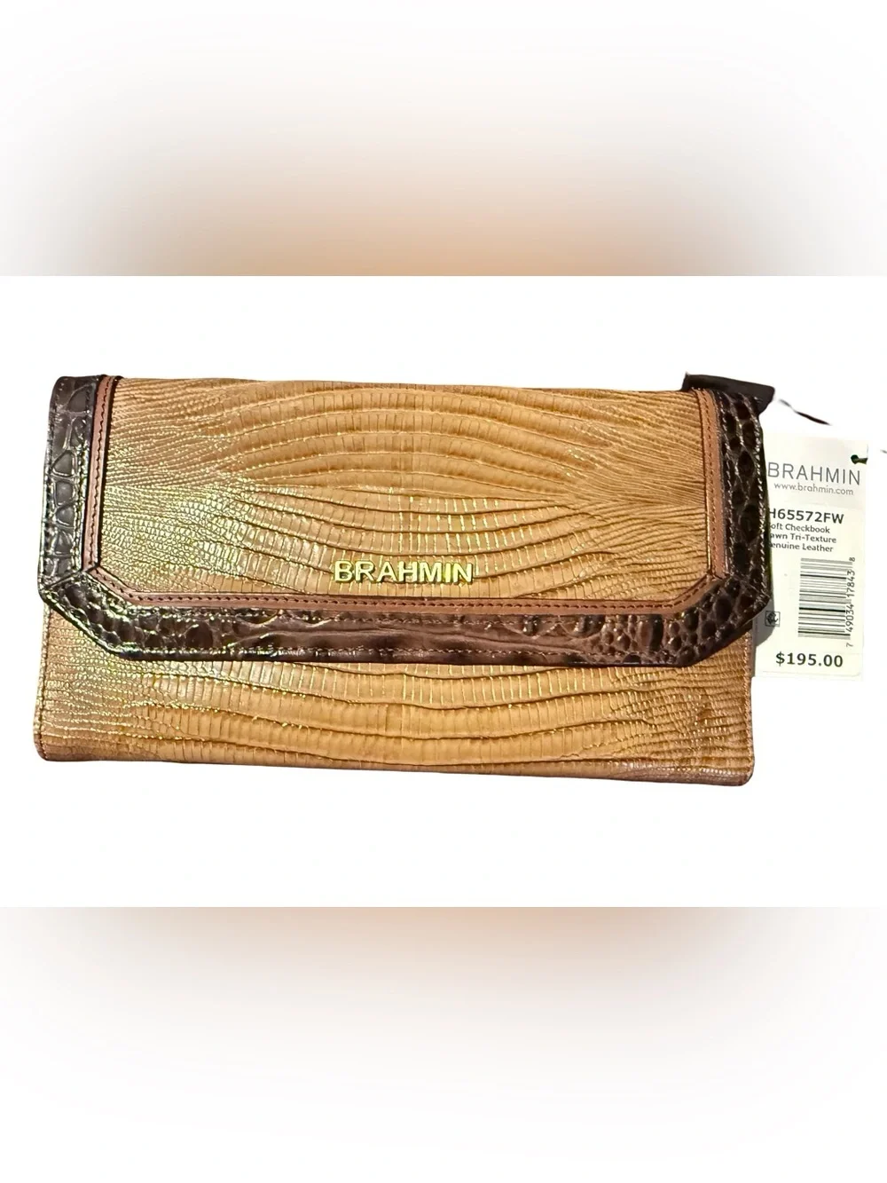 Brahmin soft checkbook wallet in Fawn Tri-Texture NWT
